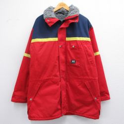 XL★古着 ヘリーハンセン 長袖 ジャケット メンズ 大きいサイズ ロング丈 赤他 レッド 内側ボア 25feb22 中古 アウター ジャンパー ブルゾン
