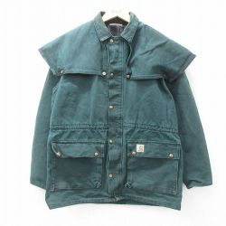 【50%OFF】XL★古着 カーハート Carhartt 長袖 アンブレラ ケープ ジャケット メンズ 90年代 90s ダック地 コットン 緑 グリーン 【spe】 25mar05 中古 アウター ジャンパー ブルゾン