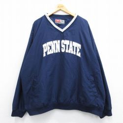 XL★古着 長袖 ジャケット メンズ PENN 大きいサイズ Vネック 濃紺 ネイビー 25mar14 中古 アウター ジャンパー ブルゾン