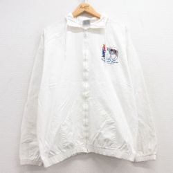 XL★古着 長袖 ジャケット メンズ 90年代 90s ロバ ネバダ 刺繍 コットン USA製 白 ホワイト 25mar18 中古 アウター ジャンパー ブルゾン