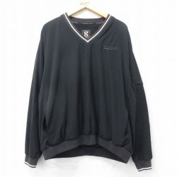 XL★古着 長袖 ジャケット メンズ PREMIER 大きいサイズ Vネック 黒 ブラック 内側メッシュ 25mar26 中古 アウター ジャンパー ブルゾン
