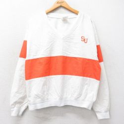 L★古着 長袖 ジャケット メンズ 90年代 90s SU Vネック USA製 白他 ホワイト 25mar26 中古 アウター ジャンパー ブルゾン