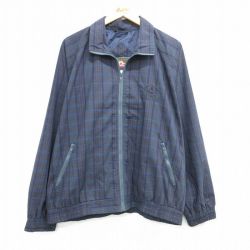 XL★古着 長袖 ジャケット メンズ 90年代 90s Mango ラグラン 大きいサイズ 紺他 ネイビー チェック 25mar27 中古 アウター ジャンパー ブルゾン