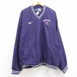 【50%OFF】XL★古着 リーボック REEBOK 長袖 ジャケット メンズ ハンプトンベイズ 大きいサイズ Vネック 紫他 パープル 25apr12 中古 アウター ジャンパー ブルゾン