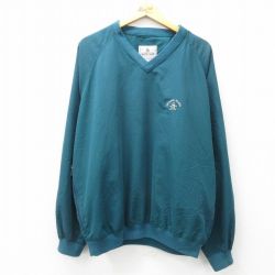 XL★古着 グランドスラム 長袖 ジャケット メンズ ワンポイントロゴ ラグラン Vネック 青緑 25apr12 中古 アウター ジャンパー ブルゾン