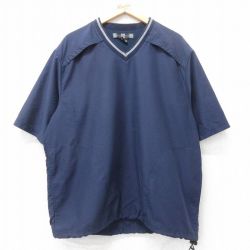 【20%OFF】XL★古着 ナイキ NIKE ゴルフ 半袖 ジャケット メンズ 00年代 00s ワンポイントロゴ Vネック 紺 ネイビー 内側メッシュ 【spe】 25aug02 中古 アウター ジャンパー ブルゾン