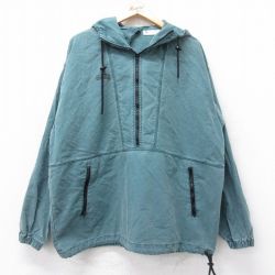 XL★古着 コロンビア COLUMBIA 長袖 ハーフジップ ジャケット アノラックパーカー メンズ 90年代 90s ワンポイントロゴ 大きいサイズ クルーネック 緑系 グリーン 【spe】 25aug02 中古 アウター ジャンパー ブルゾン