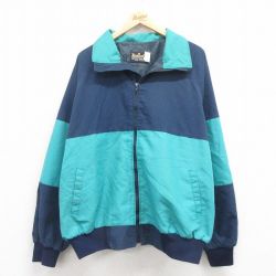 XL★古着 長袖 ジャケット メンズ 90年代 90s 大きいサイズ ツートンカラー ラグラン USA製 青緑 25aug30 中古 アウター ジャンパー ブルゾン