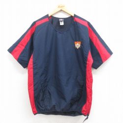 L★古着 半袖 ジャケット メンズ ベースボール Vネック 紺 ネイビー 25aug30 中古 アウター ジャンパー ブルゾン