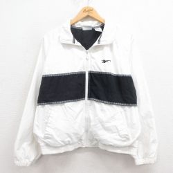 XL★古着 リーボック REEBOK 長袖 ジャケット メンズ 90年代 90s ワンポイントロゴ ラグラン 白 ホワイト 25sep02 中古 アウター ジャンパー ブルゾン