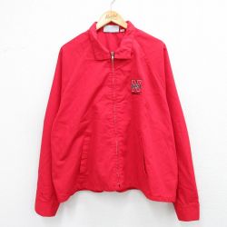 XL★古着 キングルイ 長袖 ジャケット スイングトップ メンズ 90年代 90s ネブラスカ ラグラン 大きいサイズ USA製 赤 レッド 25sep25 中古 アウター ジャンパー ブルゾン