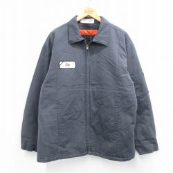 XL★古着 レッドキャップ 長袖 ワーク ジャケット メンズ 00年代 00s 濃グレー 内側キルティング 25sep25 中古 アウター ジャンパー ブルゾン