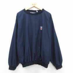 XL★古着 チャンピオン champion 長袖 ジャケット メンズ 90年代 90s NFL 大きいサイズ クルーネック 紺 ネイビー アメフト スーパーボウル 25sep26 中古 アウター ジャンパー ブルゾン