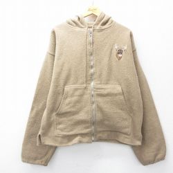 XL★古着 EARTH RAGZ 長袖 ジャケット パーカー メンズ 90年代 90s シカ ベージュ系 カーキ 25sep29 中古 アウター ジャンパー ブルゾン