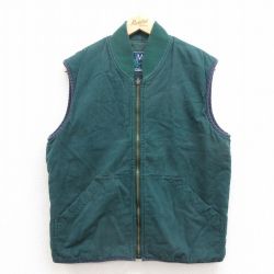 M★古着 メンバーズオンリー ベスト メンズ 00年代 00s ダック地 コットン 緑 グリーン 内側キルティング 25oct02 中古 アウター