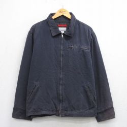 XL★古着 オールドネイビー OLD NAVY 長袖 ジャケット メンズ ダック地 大きいサイズ コットン 濃紺 ネイビー 内側フリース 25oct03 中古 アウター ジャンパー ブルゾン