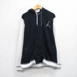 XL★古着 長袖 ジャケット パーカー メンズ 00年代 00s マイケルジョーダン エアジョーダン ツートンカラー 大きいサイズ 黒 ブラック 25oct03 中古 アウター ジャンパー ブルゾン