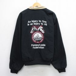 XL★古着 キングルイ 長袖 ジャケット メンズ 90年代 90s 馬 ダック地 大きいサイズ コットン USA製 黒 ブラック 内側キルティング 【spe】 25oct03 中古 アウター ジャンパー ブルゾン