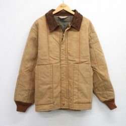 XL★古着 ウォールズ Walls 長袖 ジャケット メンズ 80年代 80s 襟コーデュロイ ダック地 大きいサイズ ベージュ系 カーキ 25oct03 中古 アウター ジャンパー ブルゾン