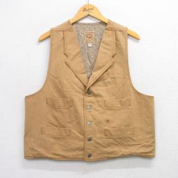L★古着 ベスト メンズ 90年代 90s ダック地 コットン USA製 茶系 ブラウン 25oct10 中古 アウター