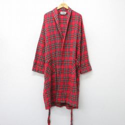 XL★古着 エルエルビーン LLBEAN 長袖 フランネル ガウン メンズ 80年代 80s 大きいサイズ ロング丈 コットン USA製 赤他 レッド タータン チェック 【spe】 25oct10 中古 アウター