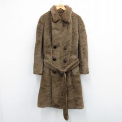 XL★古着 長袖 ファーコート メンズ 70年代 70s ラグラン ロング丈 USA製 茶 ブラウン 内側ウール 【spe】 25oct10 中古 アウター