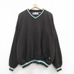 【20%OFF】XL★古着 ラッセル 長袖 ジャケット メンズ 00年代 00s 大きいサイズ Vネック 黒他 ブラック 25oct11 中古 アウター ジャンパー ブルゾン