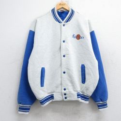 XL★古着 フルーツオブザルーム 長袖 ジャケット スタジャン メンズ 00年代 00s ケンタッキー バスケットボール ツートンカラー 大きいサイズ 薄グレー 霜降り他 25oct14 中古 アウター ジャンパー ブルゾン