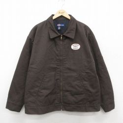 XL★古着 ディッキーズ Dickies 長袖 ワーク ジャケット メンズ 00年代 00s ワッペン 大きいサイズ 茶 ブラウン 内側キルティング 25oct21 中古 アウター ジャンパー ブルゾン