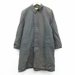 L★古着 長袖 コート メンズ ロング丈 濃緑 グリーン 25oct24 中古 アウター