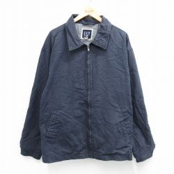 XL★古着 ギャップ GAP 長袖 ジャケット スイングトップ メンズ 00年代 00s 大きいサイズ コットン 紺 ネイビー 25oct30 中古 アウター ジャンパー ブルゾン