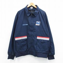 XL★古着 長袖 ワーク ジャケット メンズ 90年代 90s usps リフレクター 大きいサイズ USA製 濃紺 ネイビー 25oct31 中古 アウター ジャンパー ブルゾン