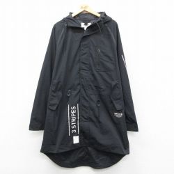 XL★古着 アディダス adidas 長袖 コート パーカー メンズ 3ストライプ ラグラン 大きいサイズ ロング丈 黒【spe】 25nov12