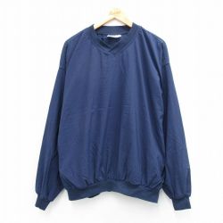 XL★古着 長袖 ジャケット メンズ 90年代 90s Private 大きいサイズ Vネック USA製 濃紺 25nov15