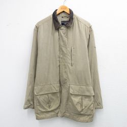 XL★古着 ドッカーズ 長袖 ジャケット メンズ 襟レザー ロング丈 薄緑 25nov15