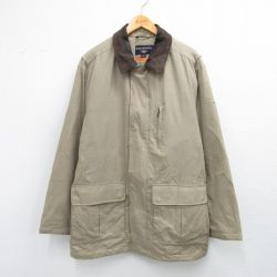 XL★古着 ドッカーズ 長袖 ジャケット メンズ 襟レザー 大きいサイズ ロング丈 薄緑 25nov15