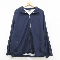 XL★古着 リーボック REEBOK 長袖 ジャケット メンズ 00年代 00s ワンポイントロゴ 紺 25nov17