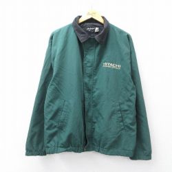 XL★古着 長袖 ジャケット メンズ 90年代 90s 日立 HITACHI 大きいサイズ USA製 緑 25nov19