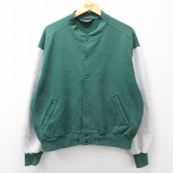 XL★古着 長袖 スウェット ジャケット スタジャン メンズ 90年代 90s ツートンカラー 大きいサイズ USA製 緑他【spe】 25nov19