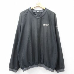 XL★古着 長袖 ジャケット メンズ 90年代 90s ゴルフクラブ ラグラン 大きいサイズ Vネック USA製 黒 25nov22