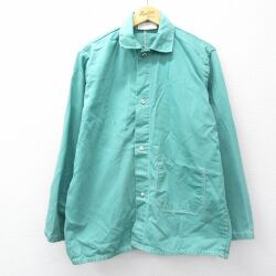 XL★古着 長袖 ワーク ジャケット メンズ 90年代 90s コットン USA製 青緑 25nov22