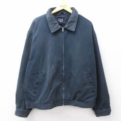 XL★古着 ギャップ GAP 長袖 ジャケット メンズ 00年代 00s 大きいサイズ コットン 紺 25dec05