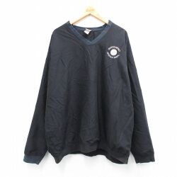 XL★古着 長袖 ジャケット メンズ 00年代 00s バレーボール 大きいサイズ Vネック 黒 25dec09