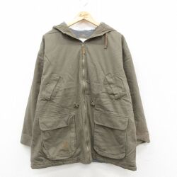 L★古着 ベーシックエディションズ 長袖 ジャケット パーカー メンズ 90年代 90s コットン 濃緑 25dec09