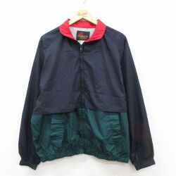 XL★古着 長袖 ジャケット メンズ 90年代 90s ラグラン マルチカラー USA製 紺他 内側メッシュ 25dec09