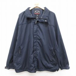 XL★古着 長袖 ジャケット メンズ BMO リップストップ 大きいサイズ 紺 内側メッシュ 25dec10