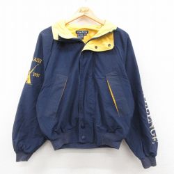 L★古着 ノーティカ 長袖 ブランド セーリング ジャケット メンズ 90年代 90s ビッグロゴ チャレンジ ラグラン 紺 25dec10