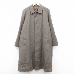 XL★古着 長袖 ステンカラー コート メンズ 80年代 80s ラグラン ロング丈 イングランド製 濃ベージュ系 内側ファー 25dec10