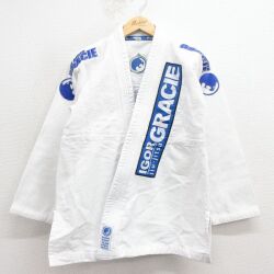 M★古着 長袖 柔道着 メンズ イゴールグレイシー 刺繍 コットン 白【spe】 25dec19