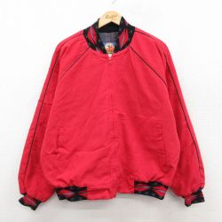 XL★古着 長袖 ジャケット メンズ 90年代 90s ラグラン ネイティブ柄 ラグ柄 大きいサイズ USA製 赤 内側ブランケット 25dec22